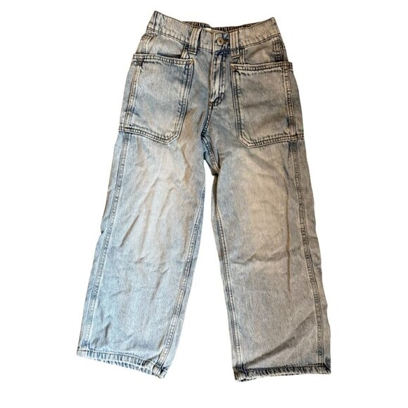 Zara Kids Utility Pocket Straight Jeans Light Wash Size 9 - Picture 2 of 4